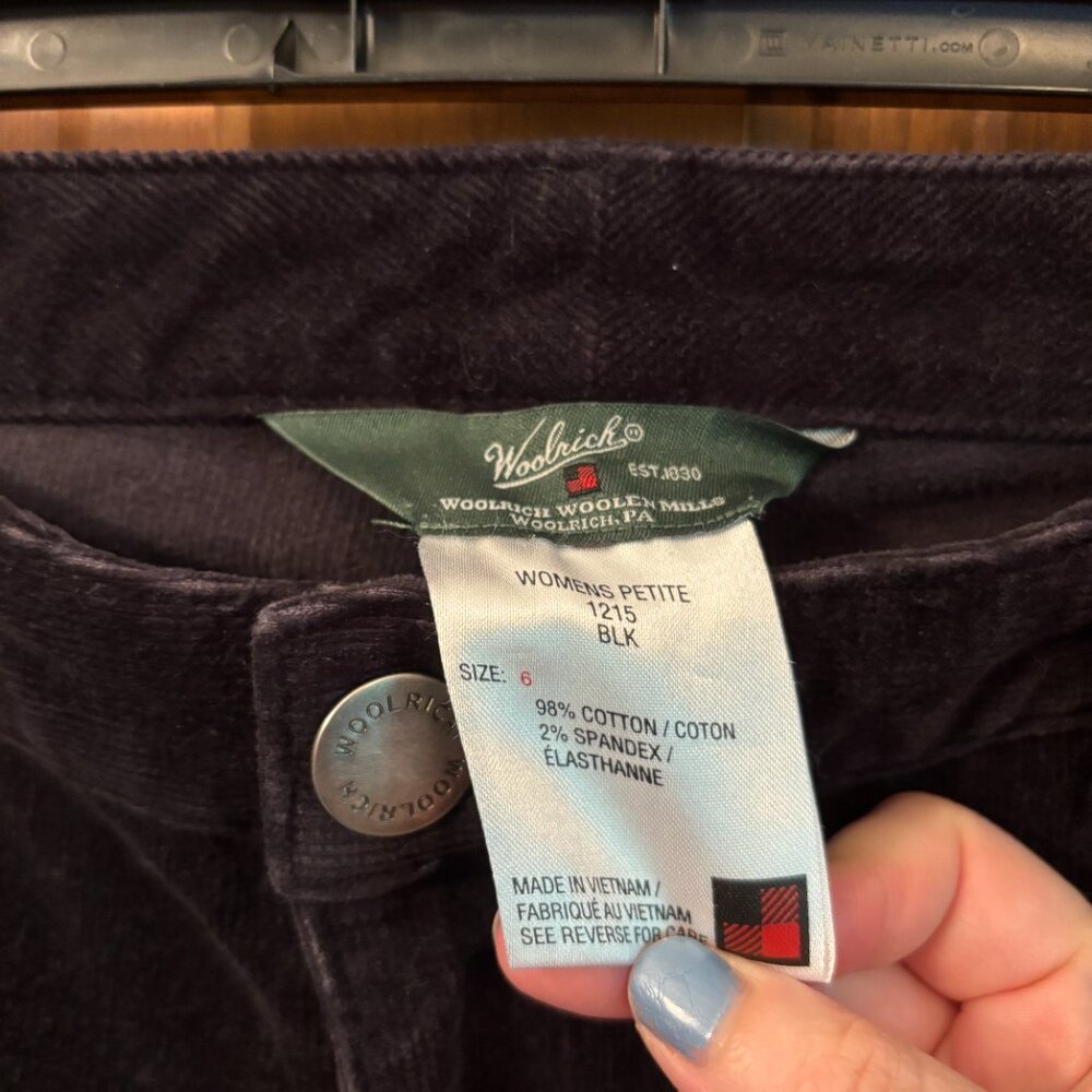 Woolrich Petite Black Corduroy Pants Cotton/Spandex - Picture 2 of 6